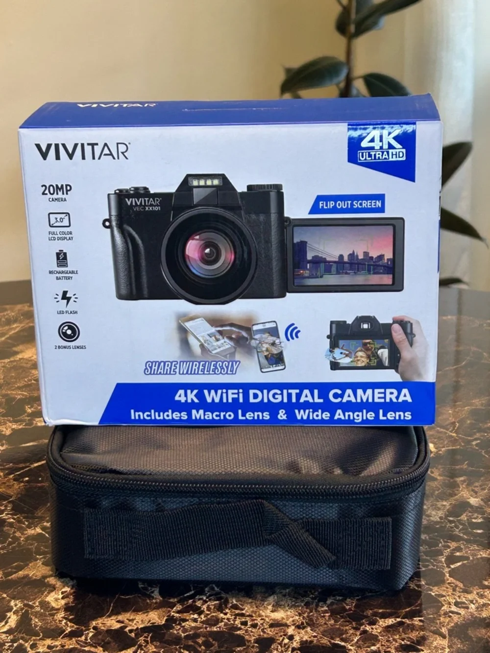 Vivitar 4K WiFi Digital Camera 📸✨ | 20MP | Includes Macro + Wide Angle Lens